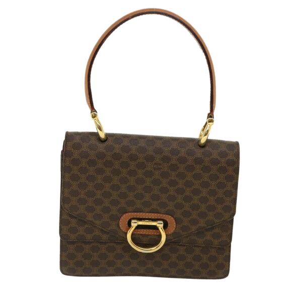 CELINE Macadam Canvas Hand Bag Pvc Leather Brown - Picture 13 of 16